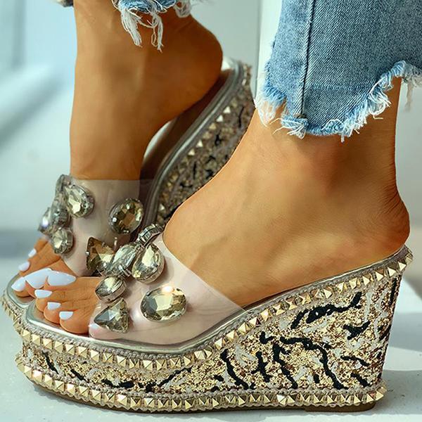 Cosypairs Open Toe Studded Rivet Heeled Sandals
