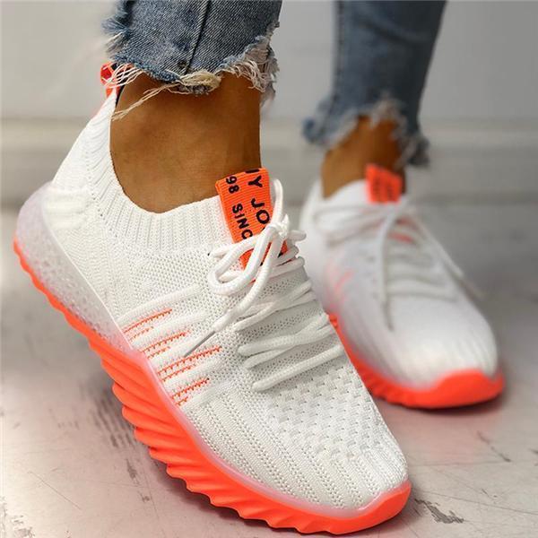 Cosypairs Colorblock Knitted Breathable Lace-Up Sneakers