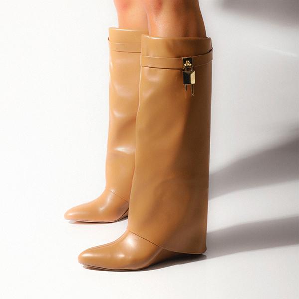 Cosypairs Comfy Leather Hidden Wedge Heel Roman Boots