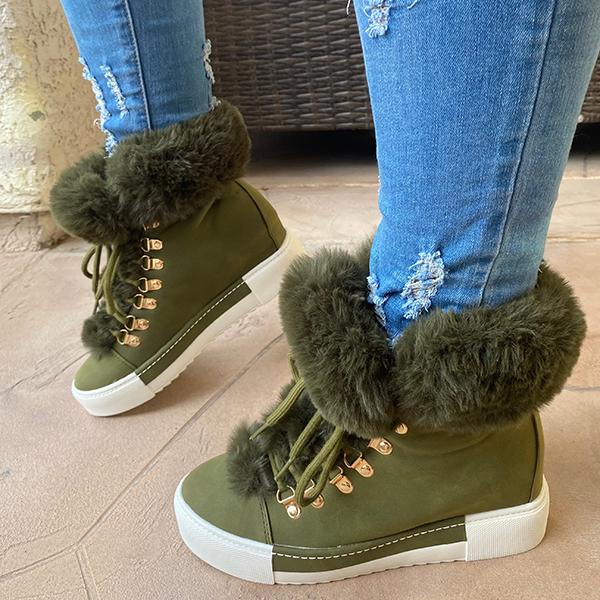 Cosypairs Warm Fur Lace-Up Boots