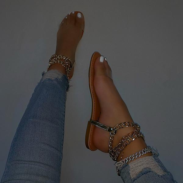 Cosypairs Clear Straps Chain Sandals