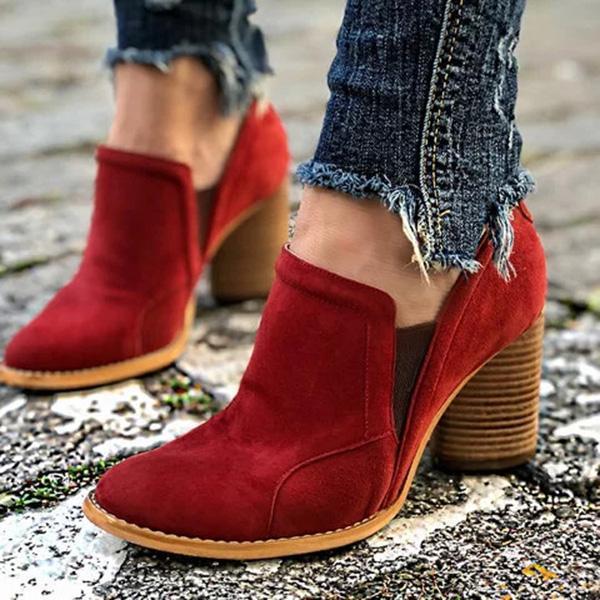Cosypairs Elegant Slip On Chunky Heel Ankle Boots