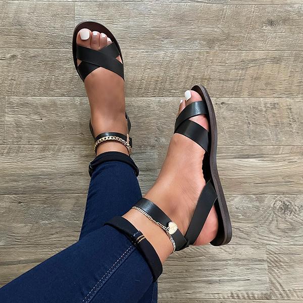 Cosypairs Cross Strap Classic Leather Sandals