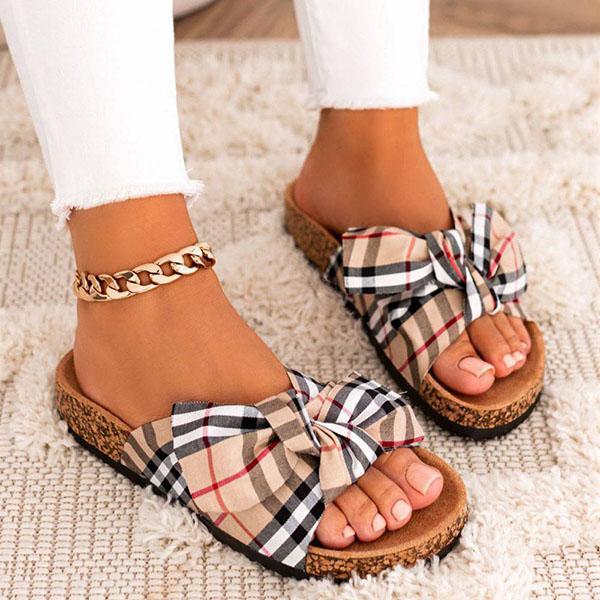 Cosypairs Women Comfy Classic Plaid Summer Slippers