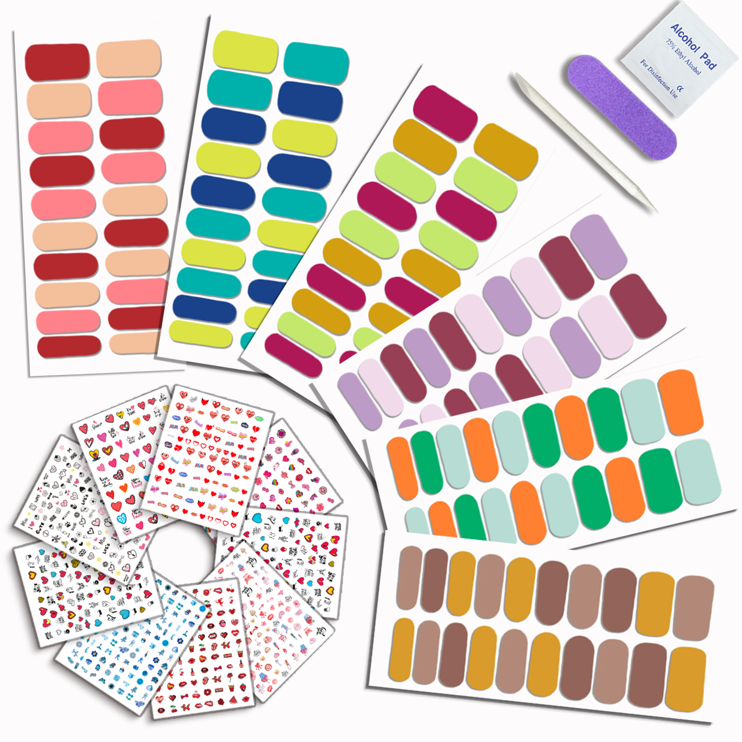 120 PCS Yazhiji Nail Wraps, Colorful Nail Polish Stickers