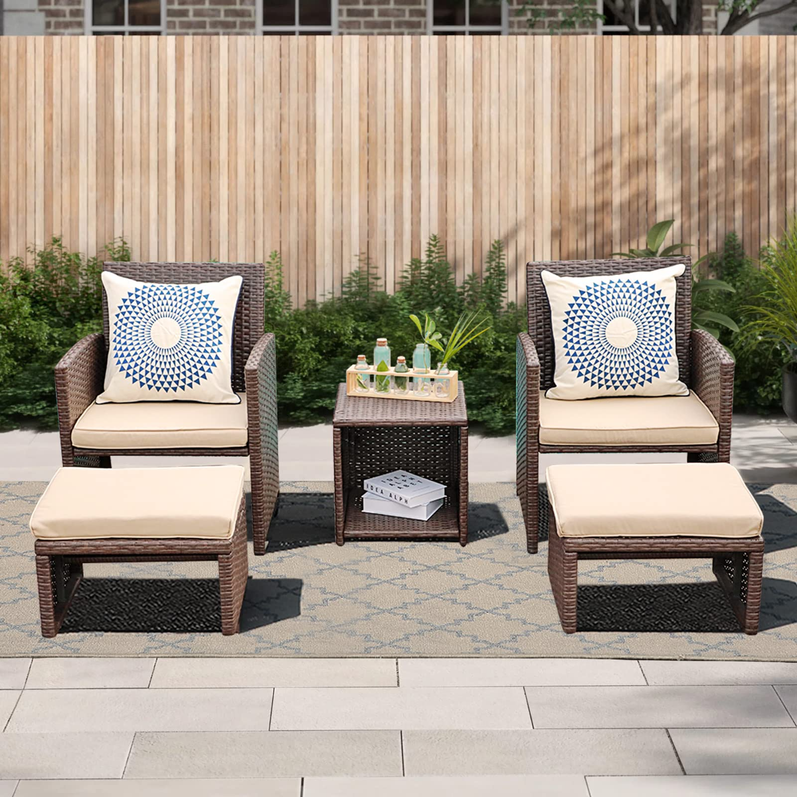 wicker patio set with storage