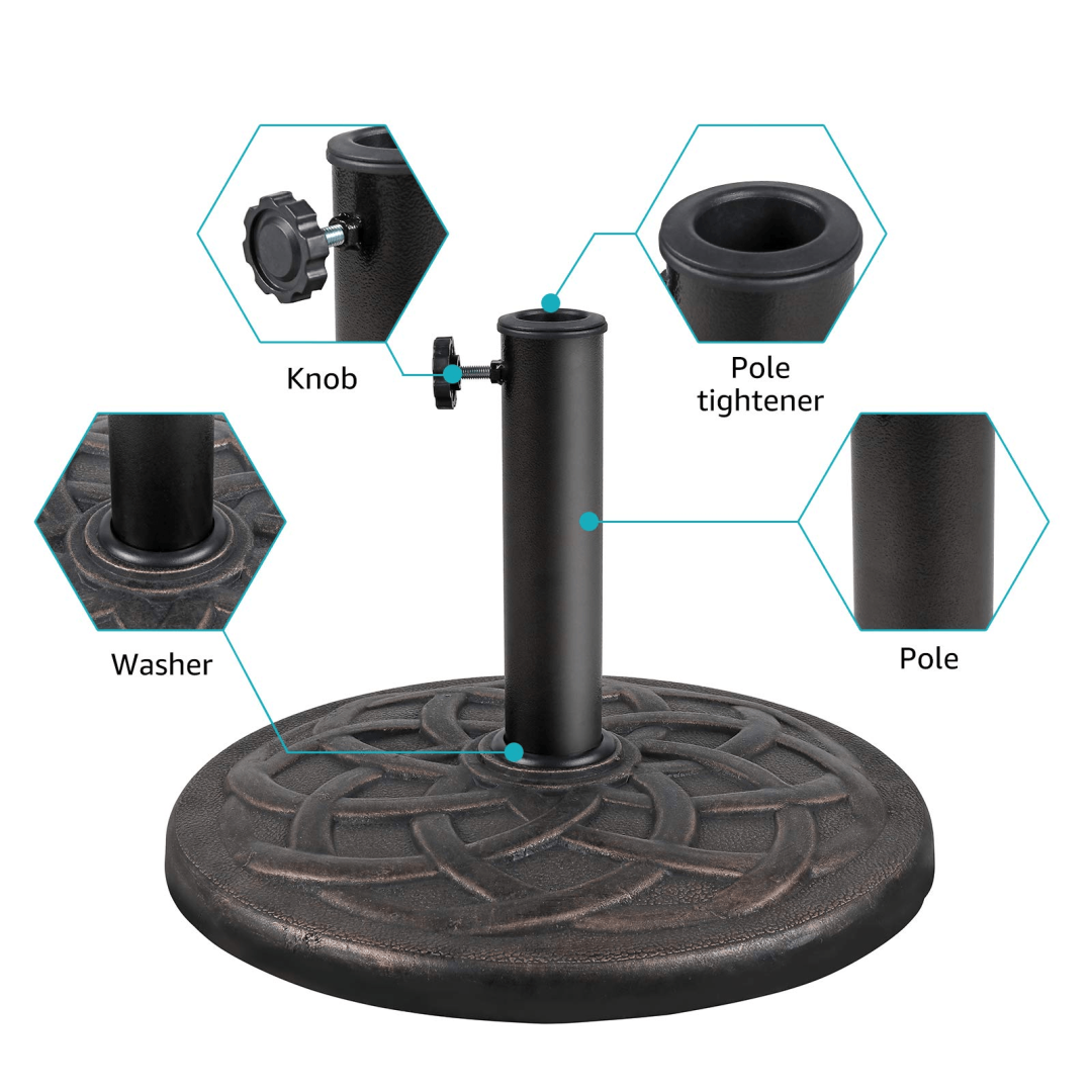 Patio Umbrella Base, Heavy Duty Round Outdoor Market Umbrella Stand We