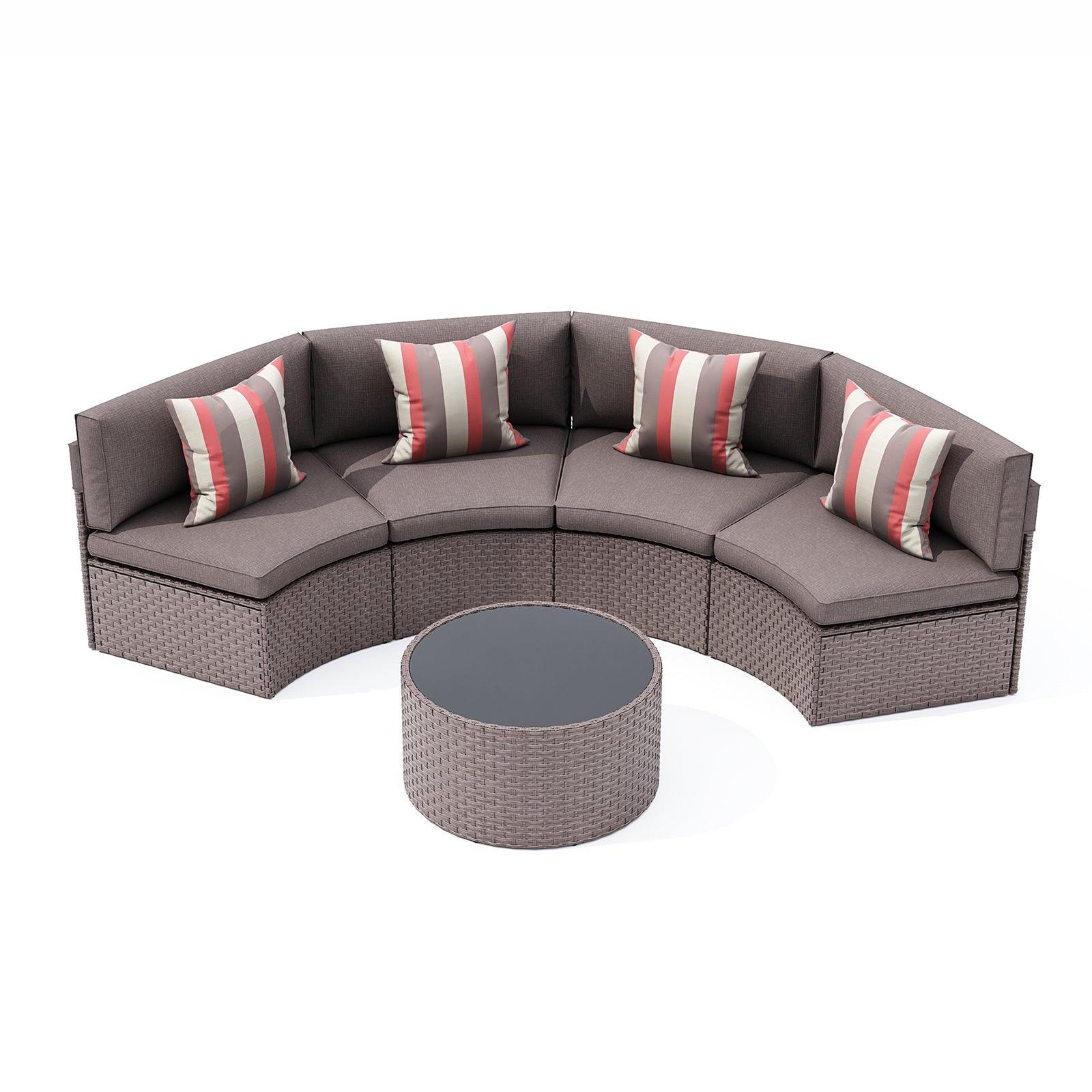 Halo II 5-pc. Outdoor Half-Moon Sectional Set, Taupe sale