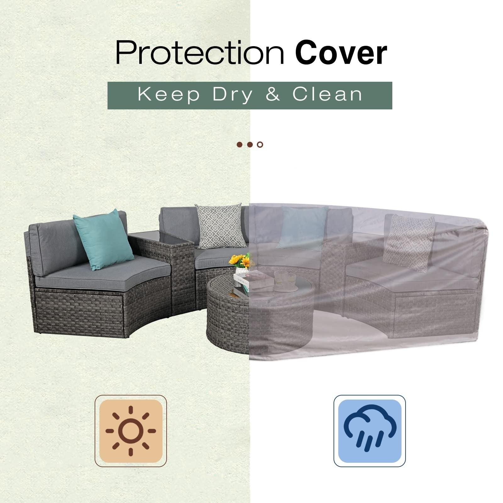 5-13 pcs Outdoor Curved Sofas, Curved Outdoor Sectionals, Grey | Orange-Casual