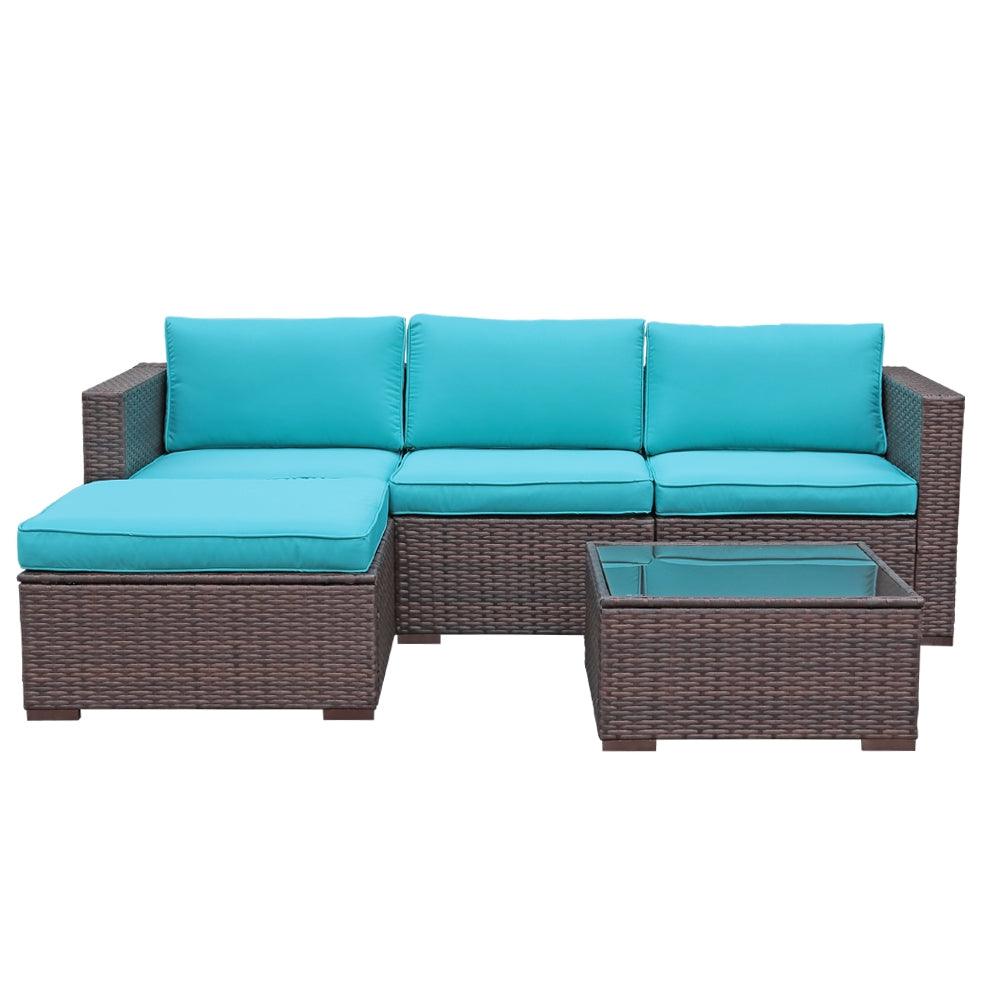 5pcs Outdoor Sectional Set Wicker Patio Sofa Set with Cushions