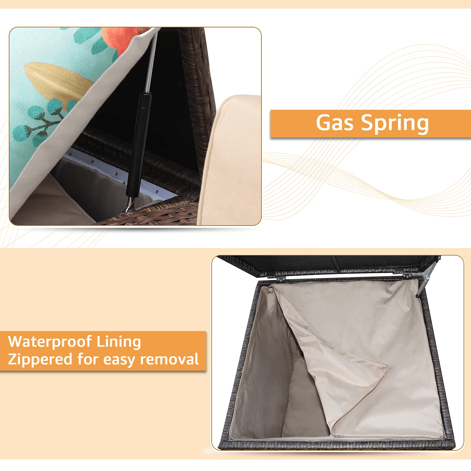 8pcs Outdoor Sectional Sofa Set Wicker Patio Furniture Sectionals Grey/Brown | Orange-Casual