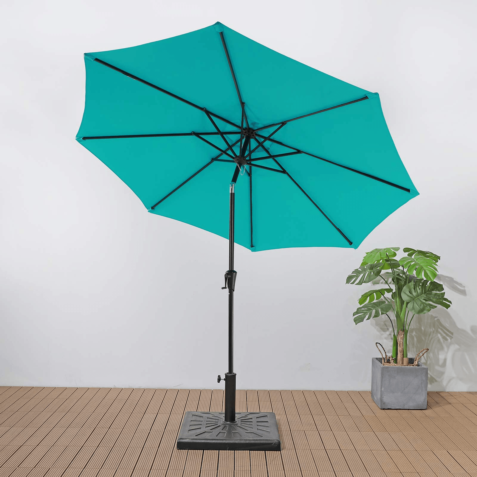 42lb Patio Square Umbrella Base, Heavy Duty Resin Outdoor Umbrella Stand Weight, Bronze | Orange-Casual