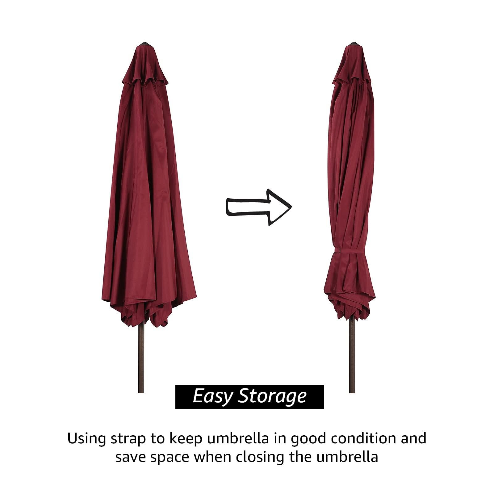 11' Patio Round Umbrella, 8 Steel Ribs Polyester Large Table Market Umbrella, 4 Colors | Orange-Casual