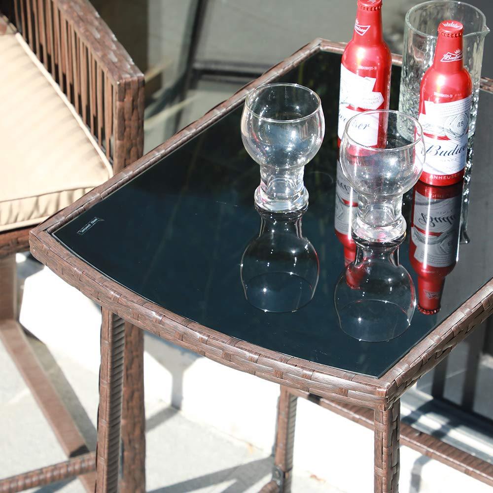 3pcs Outdoor Dining Set Wicker Patio Bar Set with Cushions | Orange-Casual