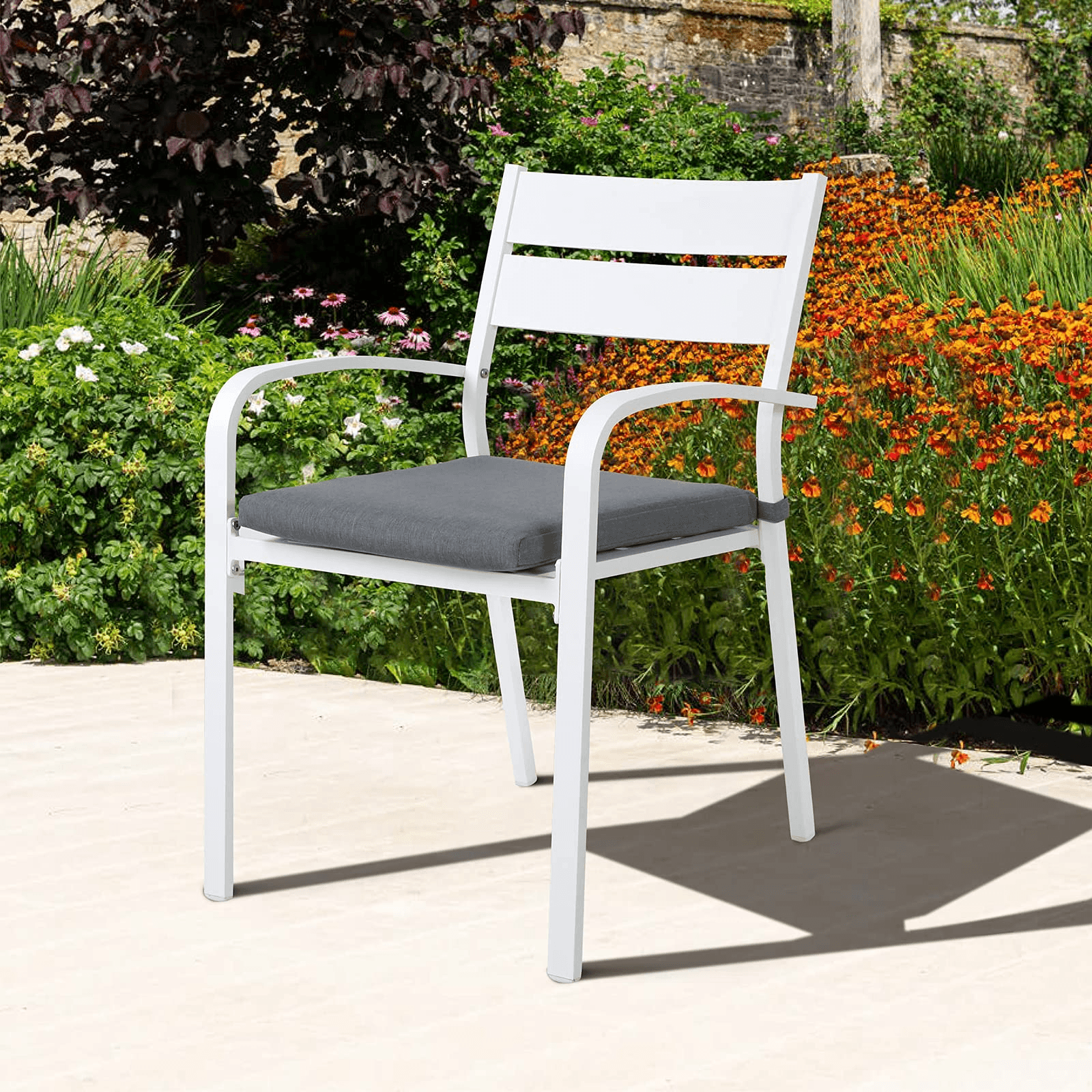 2pcs Patio Dining Chairs with Cushions Aluminum Outdoor Chairs | Orange-Casual