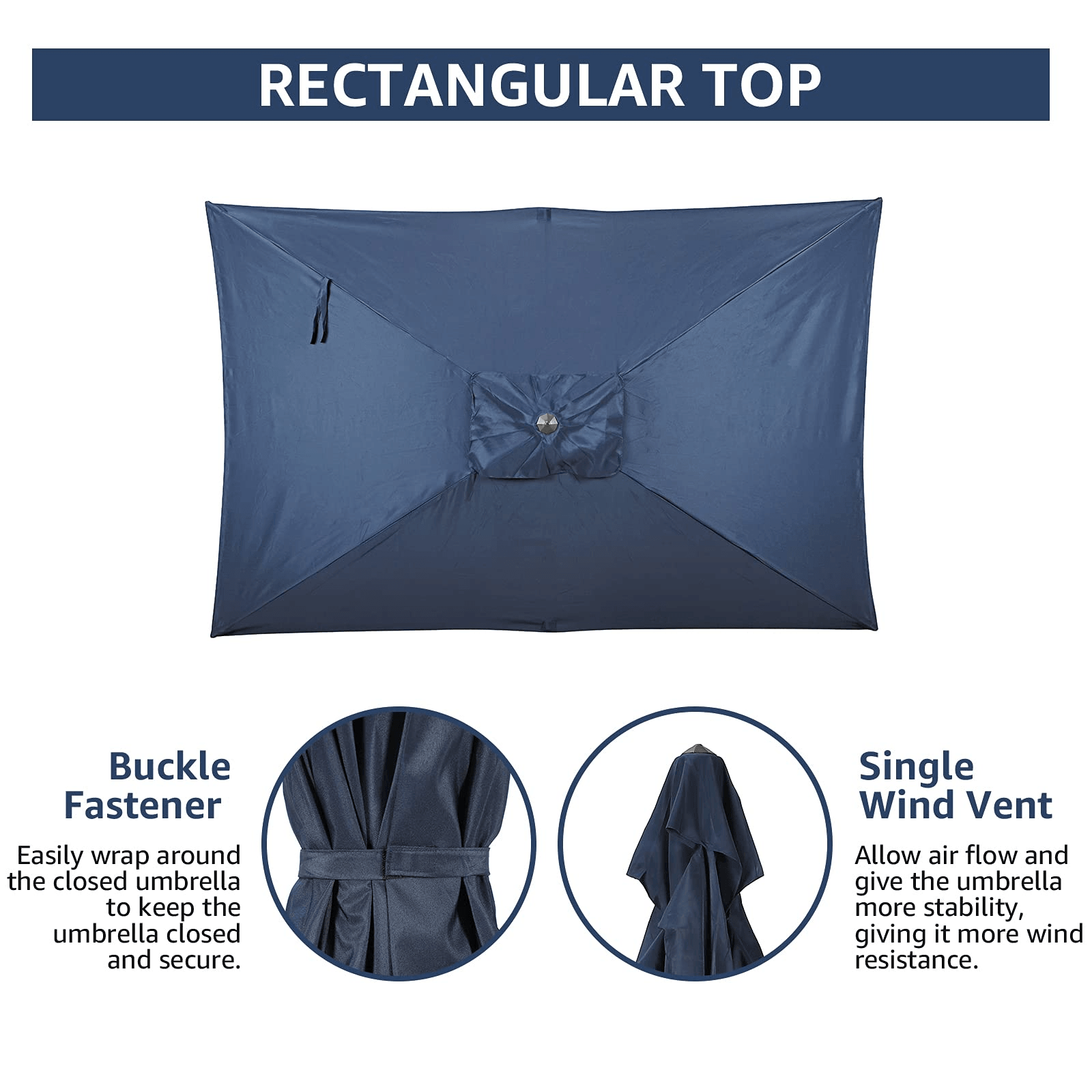 6.6 x 9.8ft Rectangular Patio Umbrella,  Outdoor Polyester Table Market Umbrella, 4 Colors | Orange-Casual