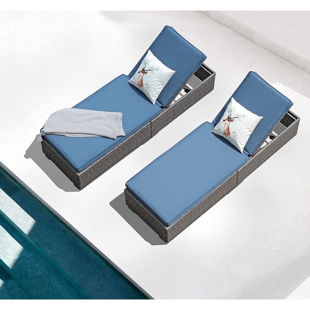 1-2 pcs Patio Lounge Chairs Wicker Outdoor Loungers, Rectangle, 4 Colors | Orange-Casual