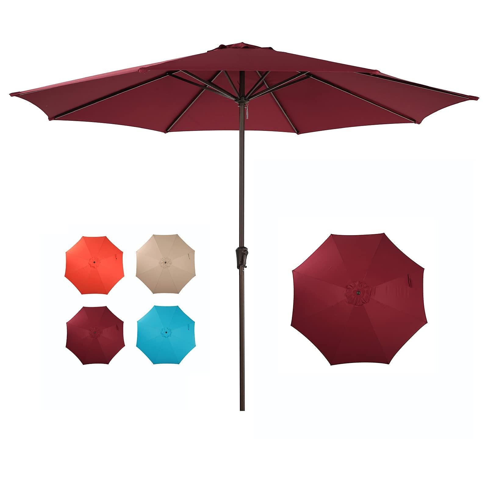 11' Patio Round Umbrella, 8 Steel Ribs Polyester Large Table Market Umbrella, 4 Colors | Orange-Casual