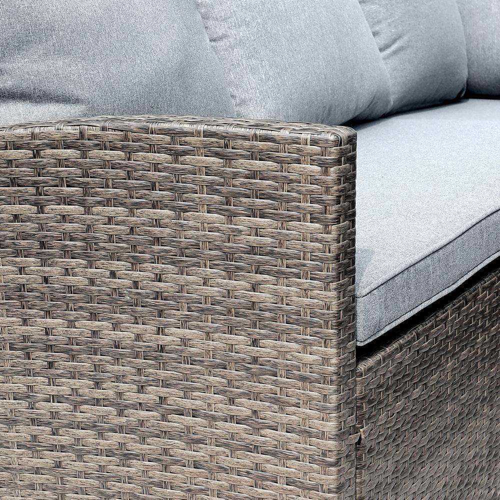 7pcs Outdoor Dining Set Wicker Patio Sectinal Set with Dining Table | Orange-Casual