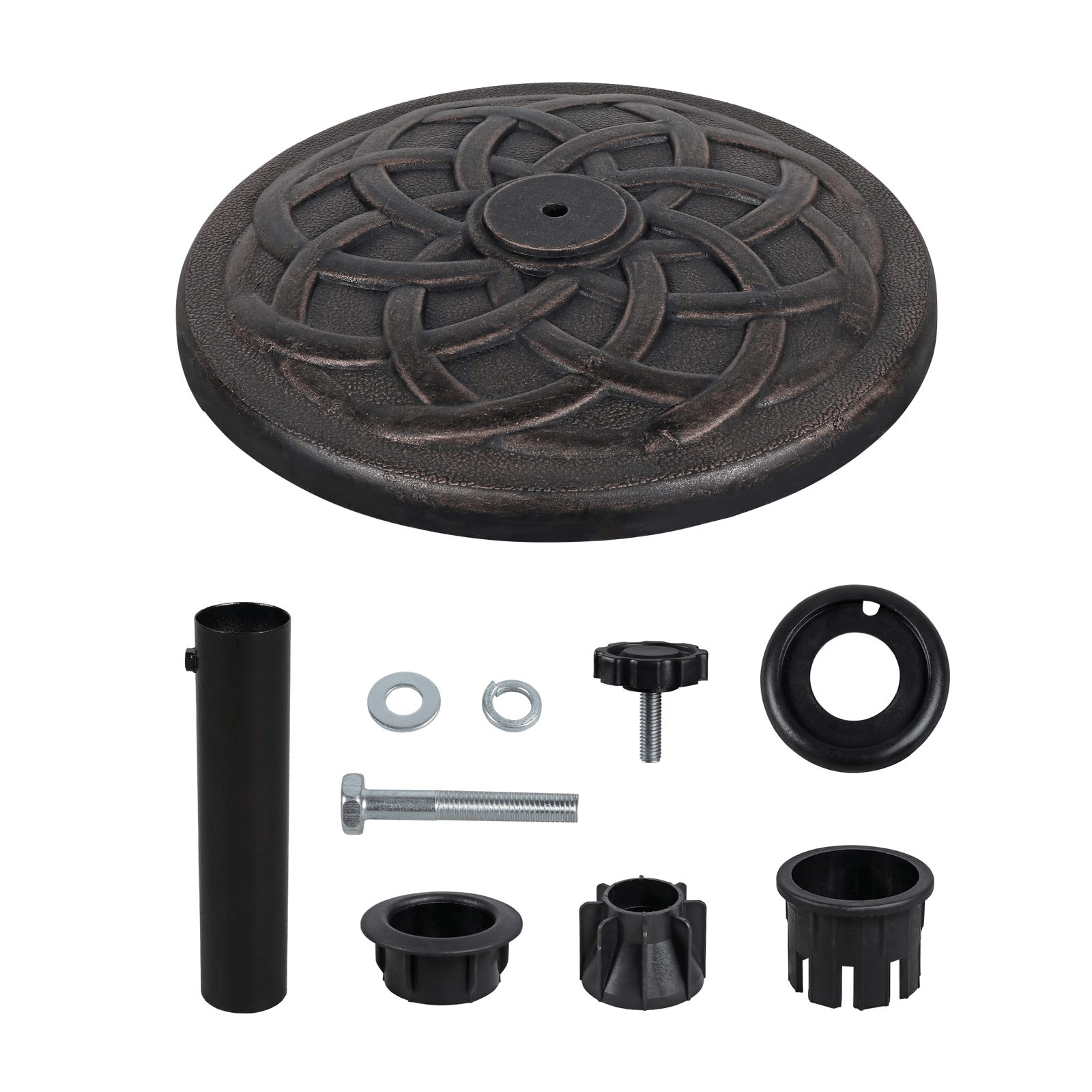 Patio Umbrella Base, Heavy Duty Round Outdoor Market Umbrella Stand Weight, Bronze | Orange-Casual
