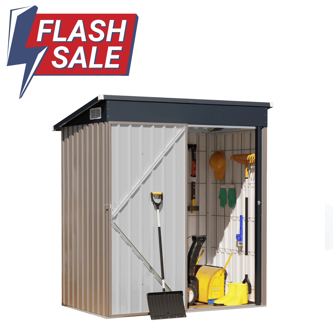 5'x 3' Outdoor Storage Shed Metal Garden Tool Shed for Backyard, Patio, Lawn, Brown
