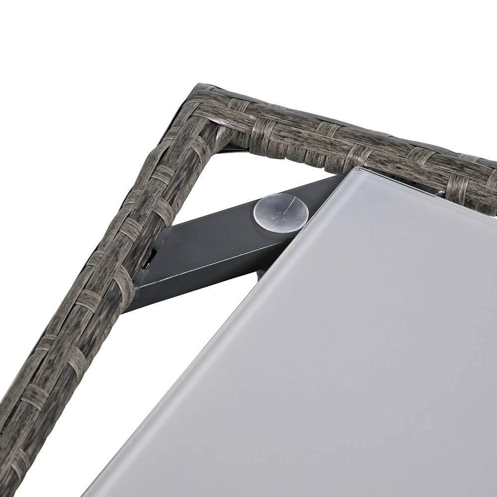 Grey Outdoor Square Glass Table Wicker Patio Coffee Table | Orange-Casual