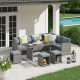 Amberley 7-pc. Outdoor Sectional Sofa Set, Patio Dining Set, Grey