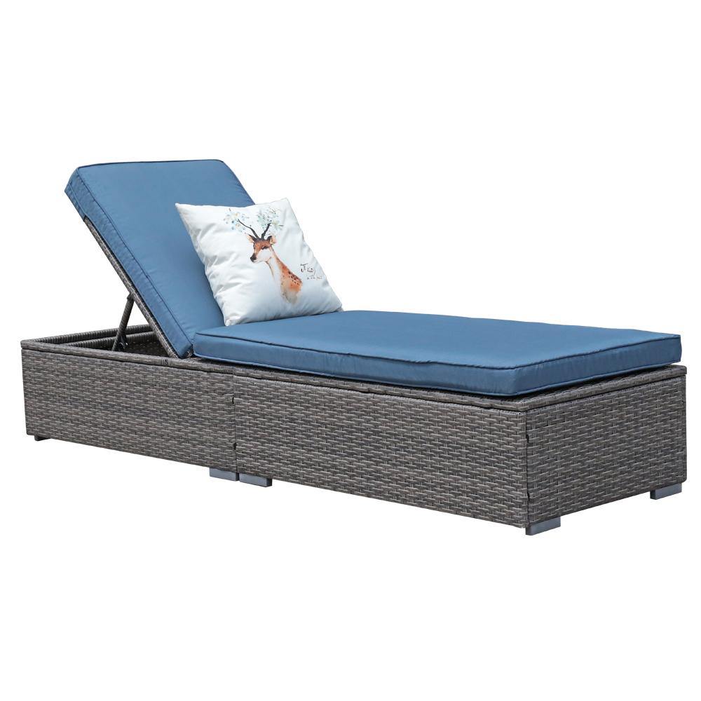 Arcadia Chaise Lounge with Aegean Blue Cushion - OrangeCasual