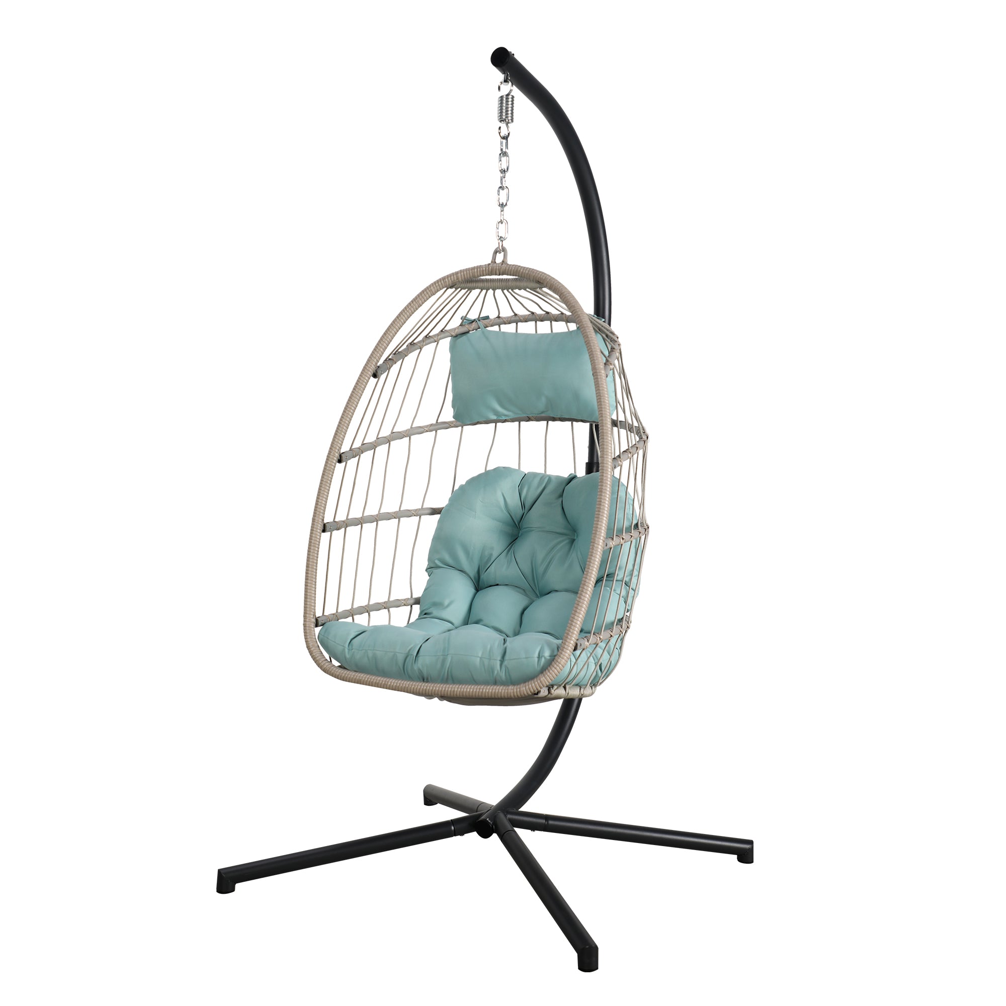Leura Hanging Egg Chair with Stand, Tiffany Blue