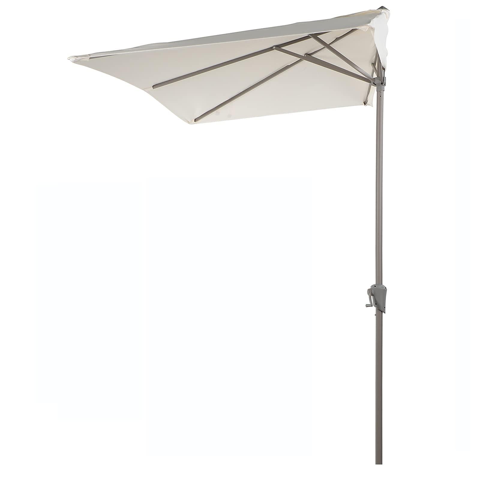 7.5' by 4’ Half Rectangular Patio Outdoor Polyester Umbrella with Crank, 5 Colors | Orange-Casual