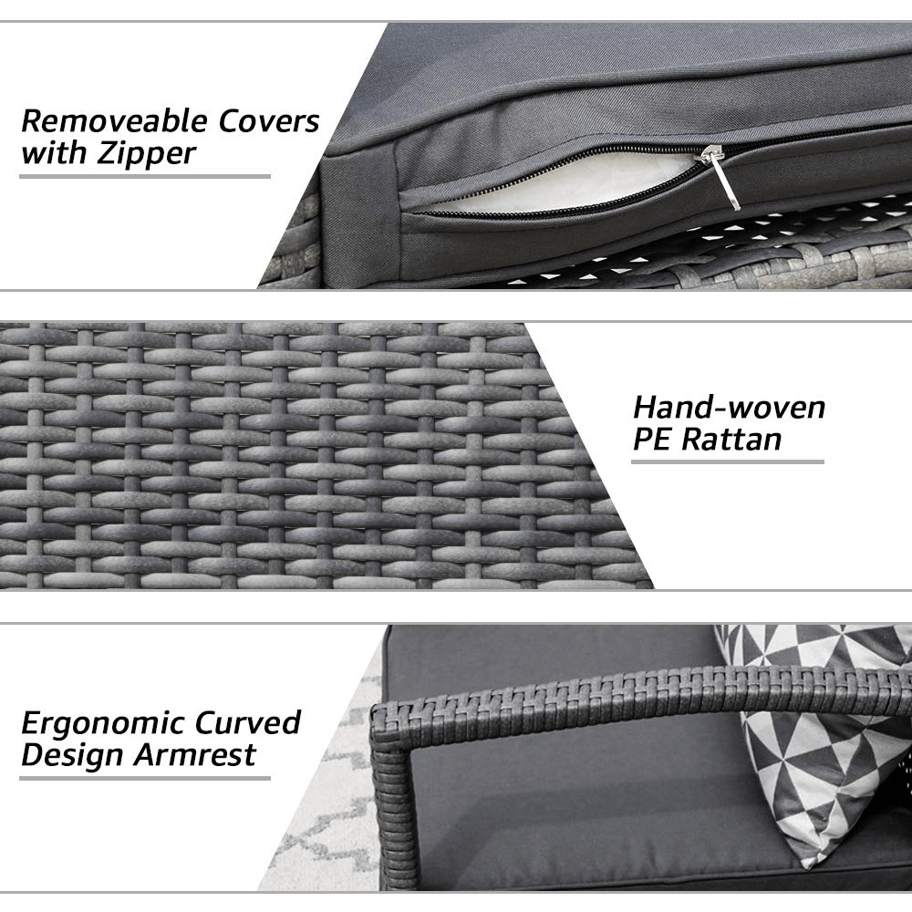 3pcs Patio Bistro Set Wicker Patio Conversation Set Outdoor Rattan Chair Set  | Orange-Casual