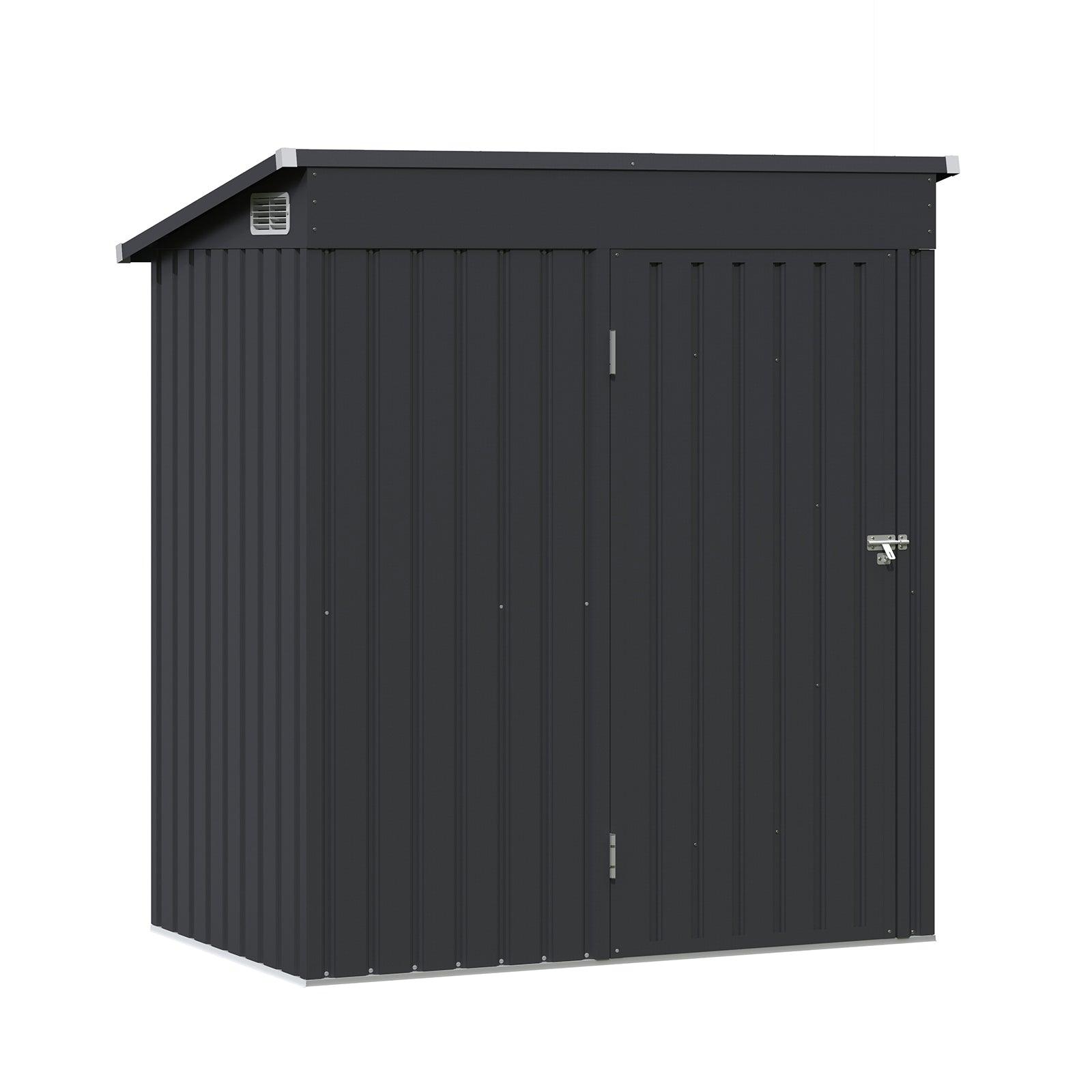 5'x 3' Outdoor Storage Shed, Metal Garden Tool Shed for Backyard, Patio, Lawn, Black | Orange-Casual