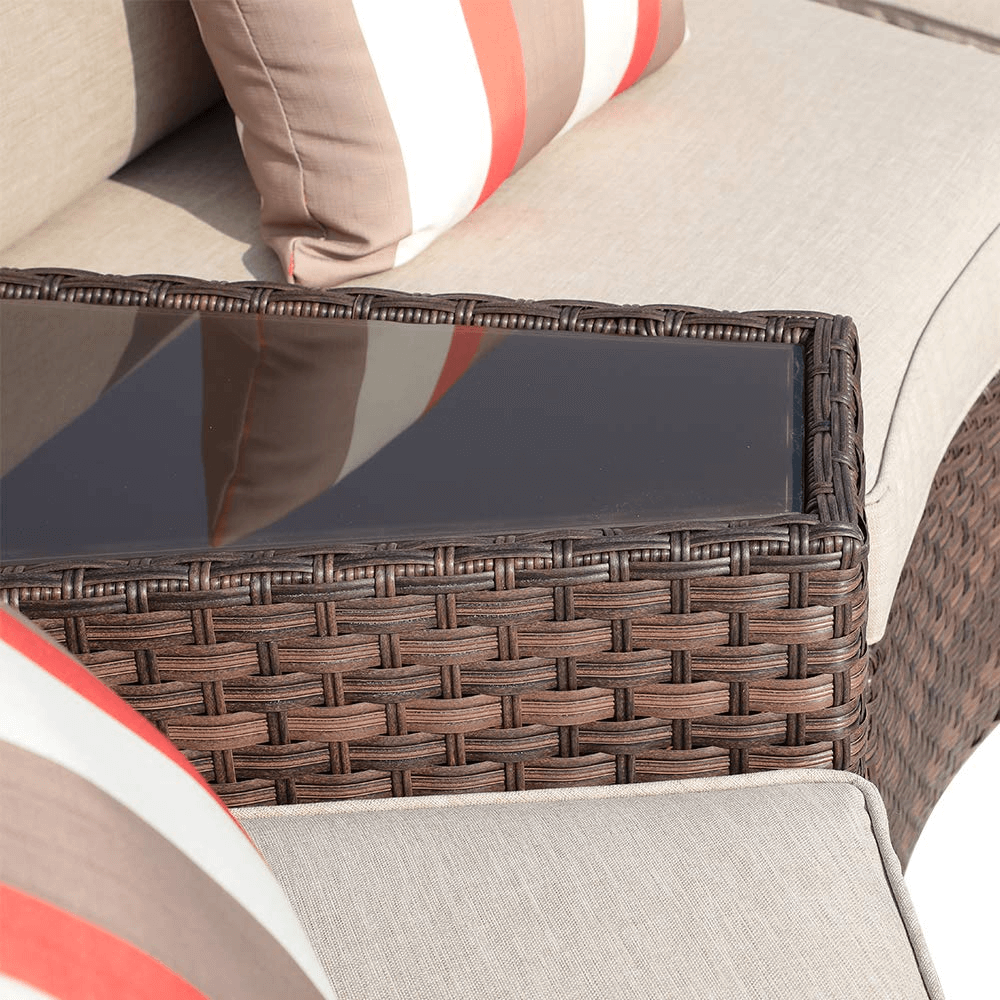 5-13 pcs Curved Outdoor Sectionals, Outdoor Curved Sofas, Brown & Beige | Orange-Casual