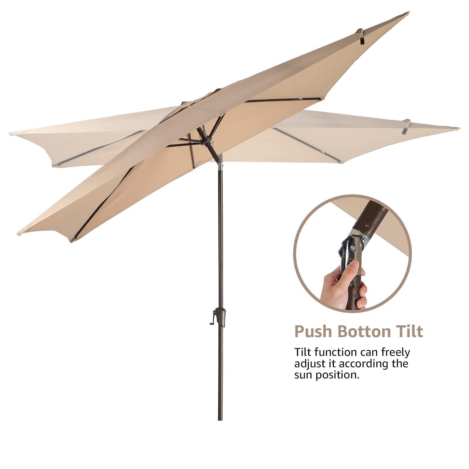 6.6 x 9.8ft Rectangular Patio Umbrella,  Outdoor Polyester Table Market Umbrella, 4 Colors | Orange-Casual