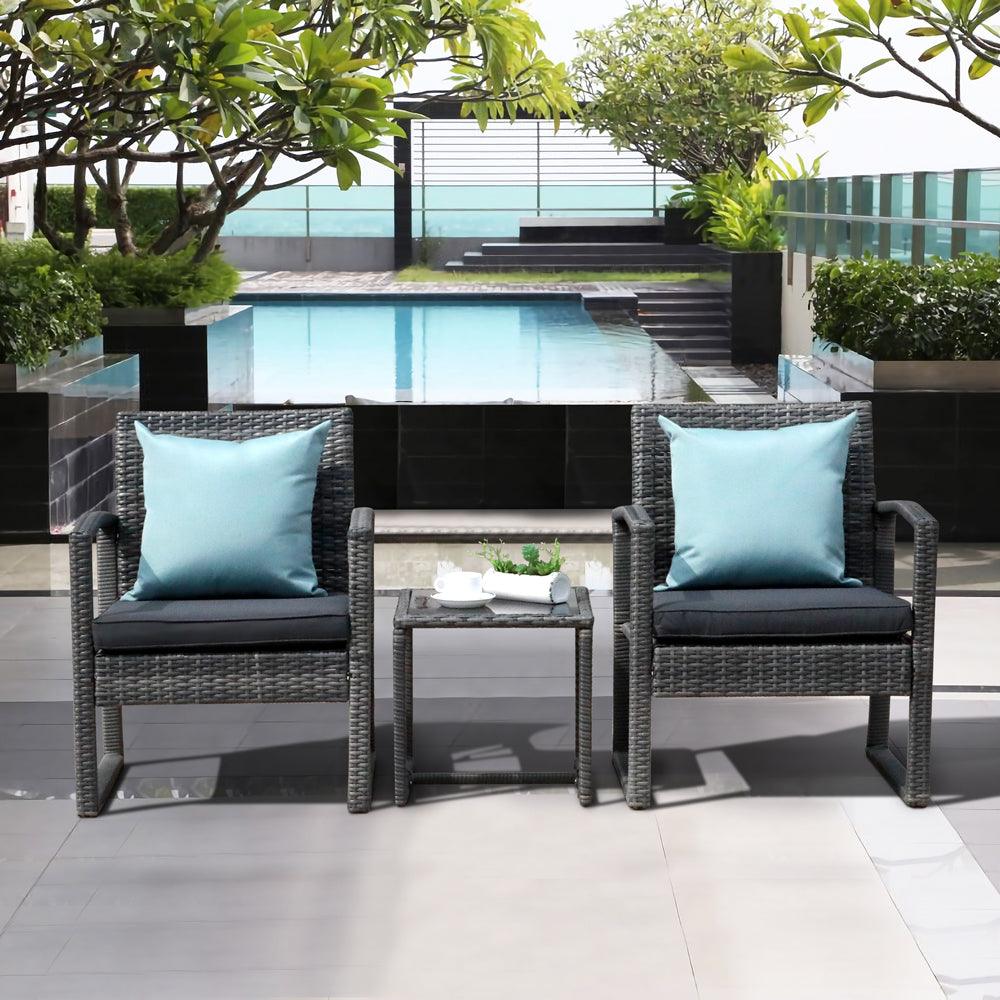 Verasol 3-pc. Patio Bistro Set, Outdoor Rattan Chair Set nice price #color_dark grey