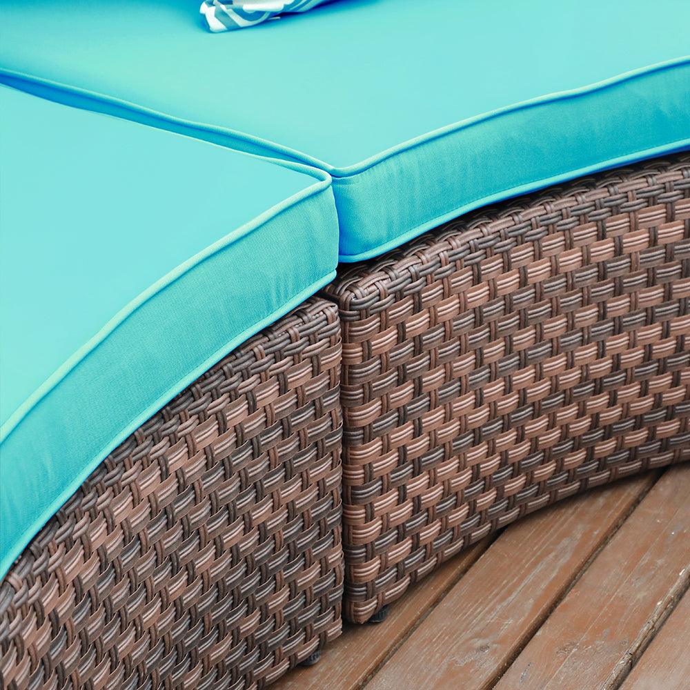 5-13 pcs Outdoor Curved Sofas Wicker Curved Outdoor Sectional, Brown & Turquoise | Orange-Casual