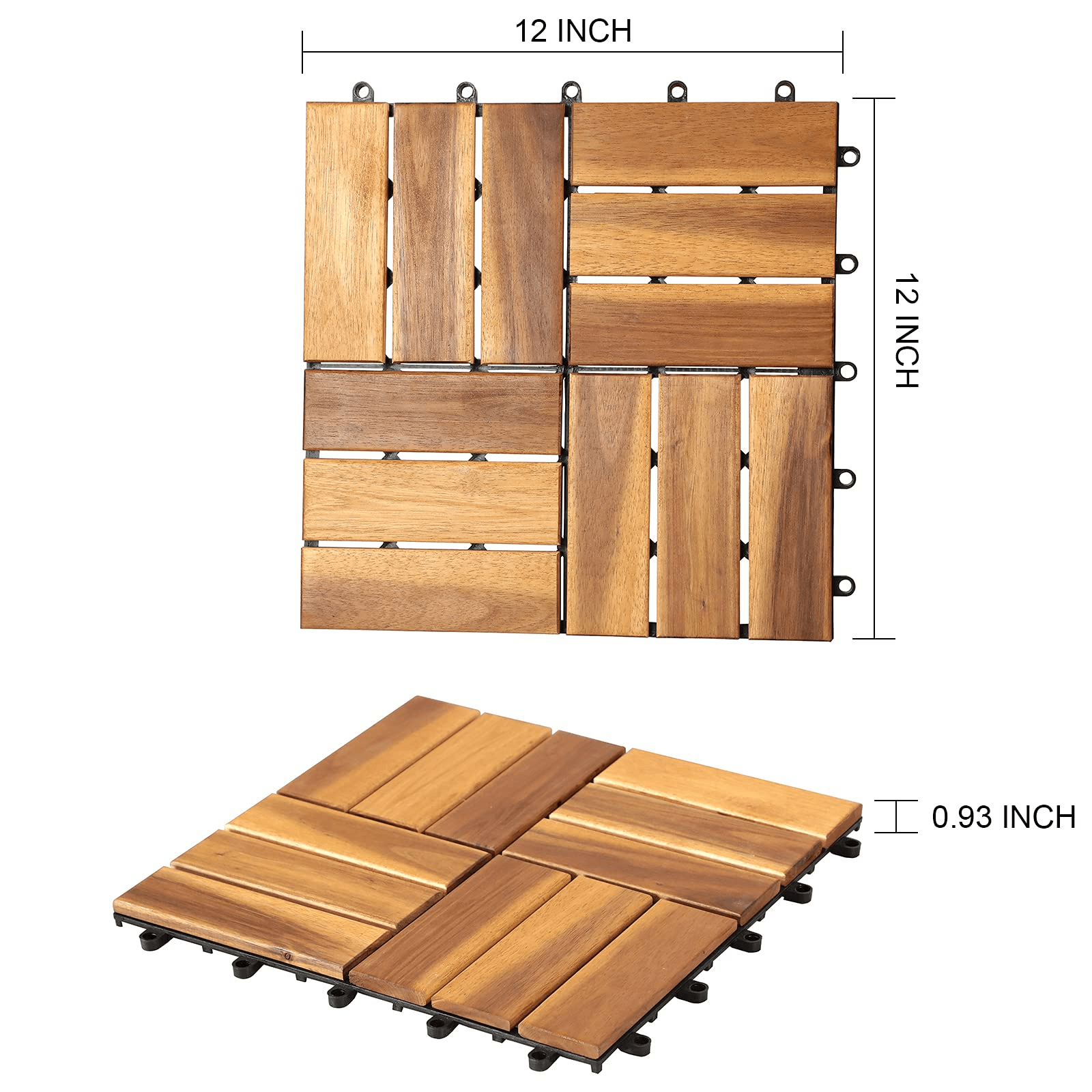 Wood Interlocking Flooring Tiles,12 x 12 Inch (Pack of 10) | Orange-Casual