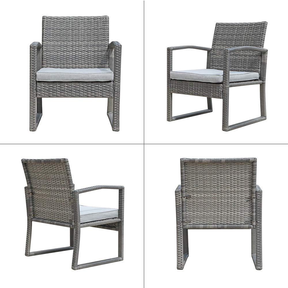 3pcs Patio Bistro Set Wicker Patio Conversation Set Outdoor Rattan Chair Set  | Orange-Casual