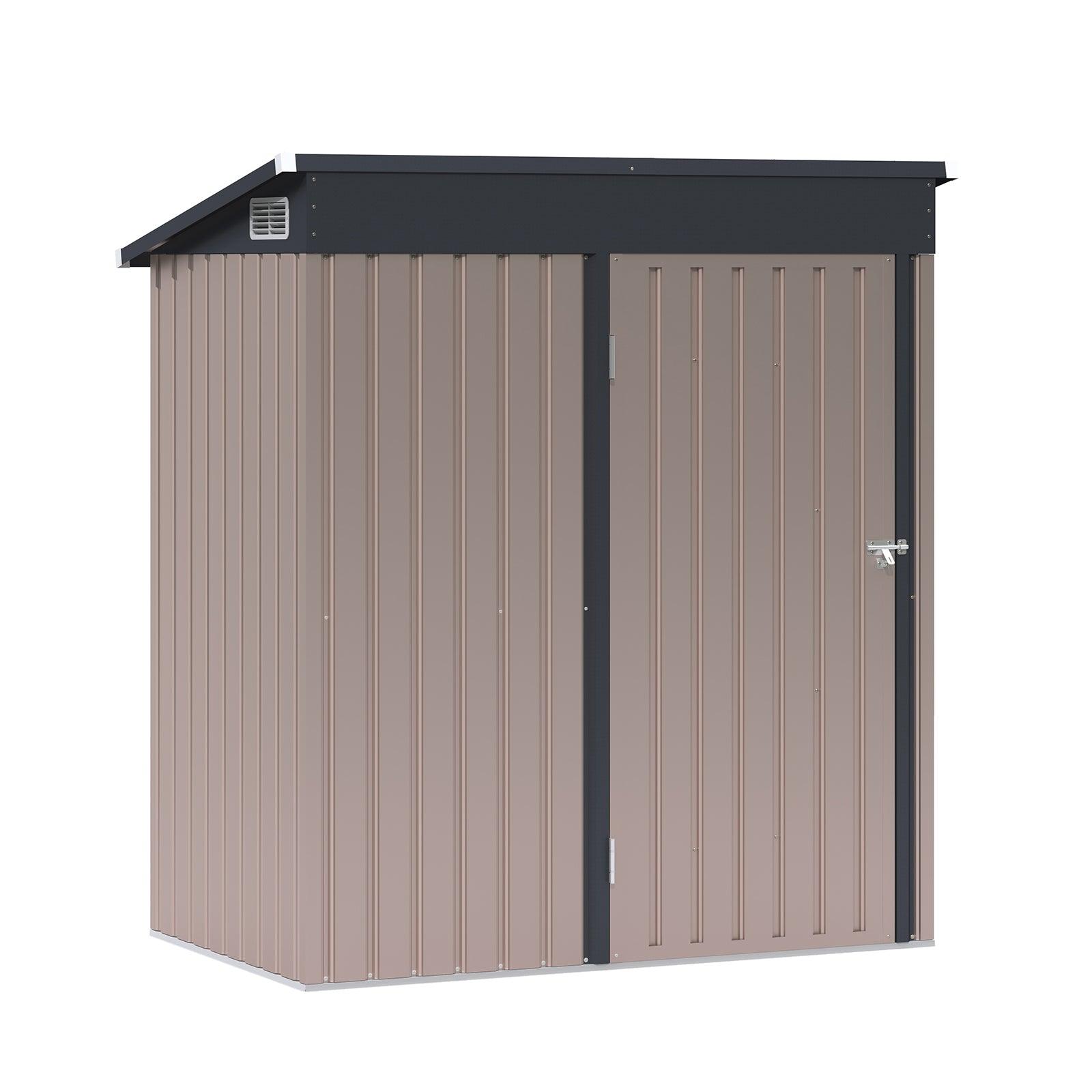 5'x 3' Outdoor Storage Shed Metal Garden Tool Shed for Backyard, Patio, Lawn, Brown | Orange-Casual