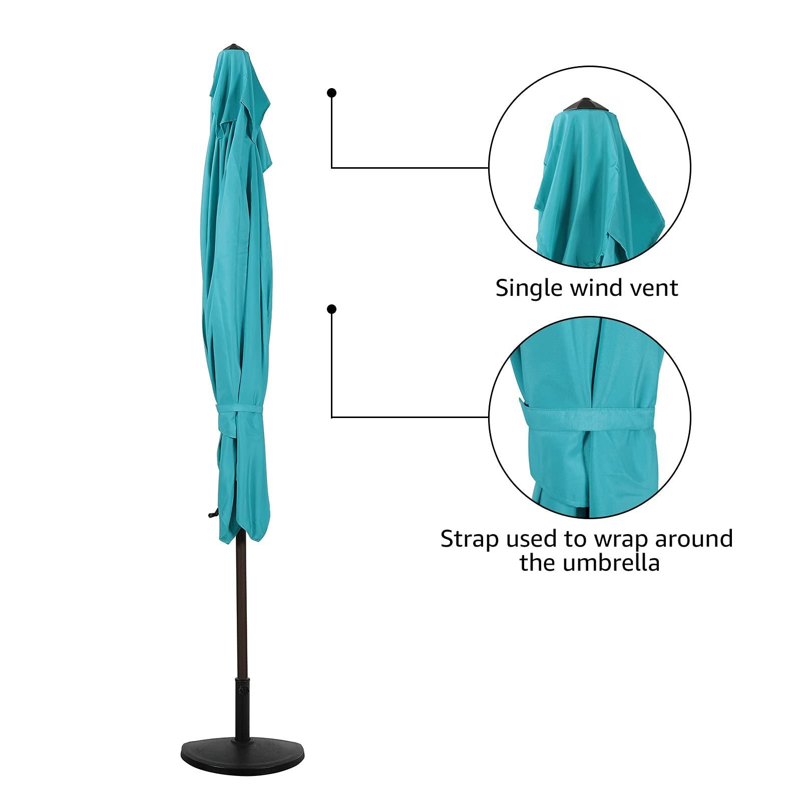 7.5' by 4’ Half Rectangular Patio Outdoor Polyester Umbrella with Crank, 5 Colors | Orange-Casual