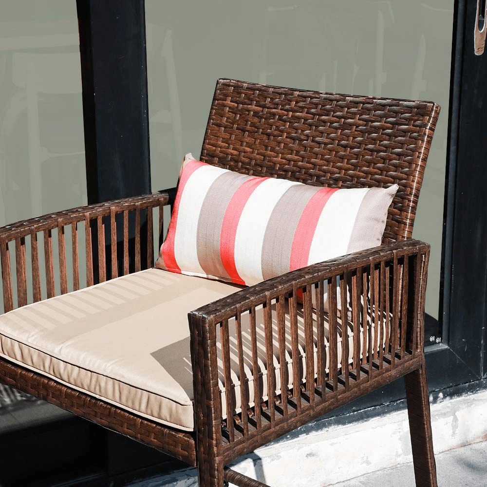 3pcs Outdoor Dining Set Wicker Patio Bar Set with Cushions | Orange-Casual