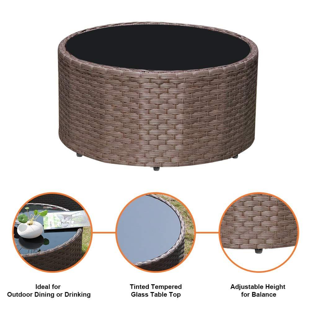 5pcs Outdoor Curved Sofas Wicker Half-Moon Sectional Set, 4 Colors | Orange-Casual