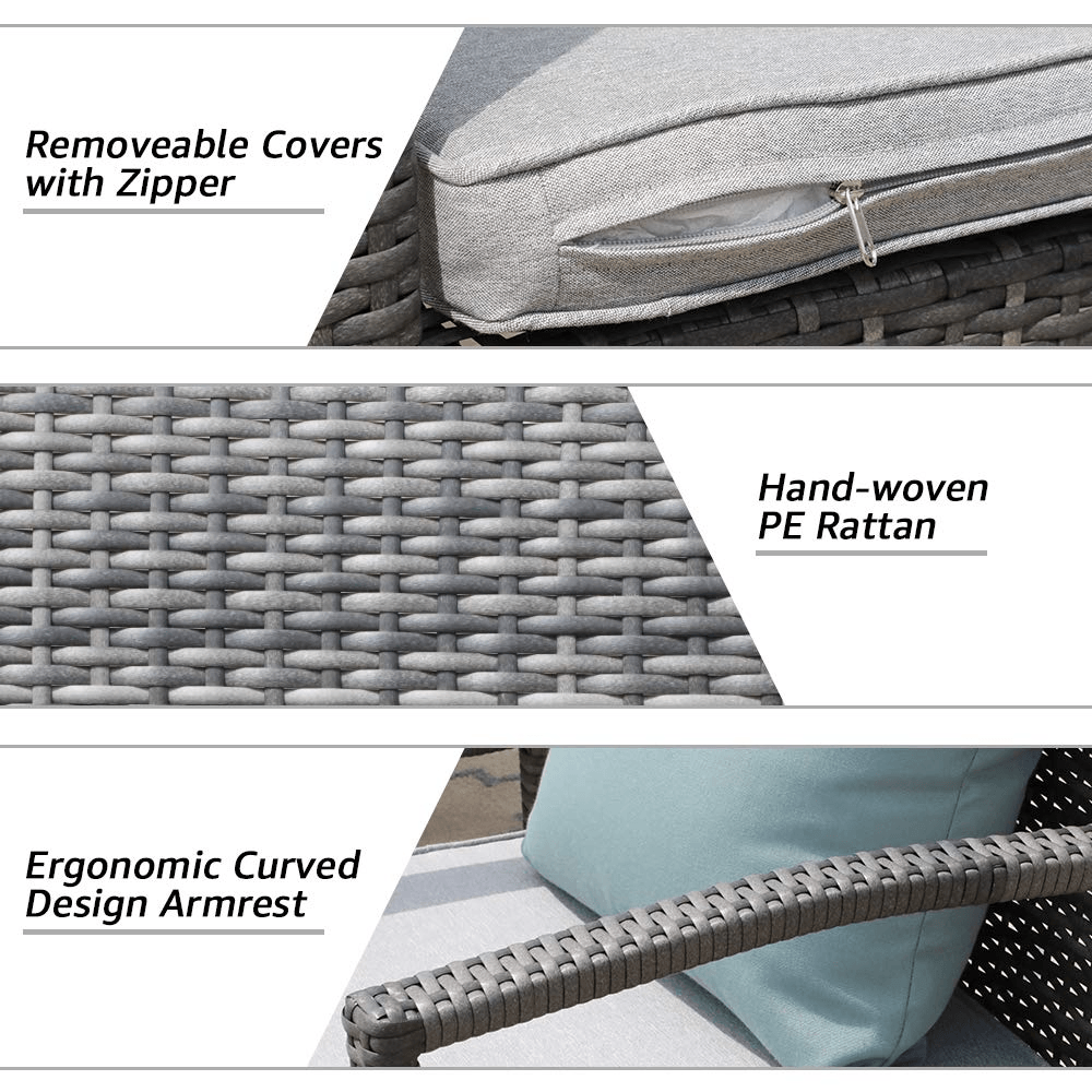 3pcs Patio Bistro Set Wicker Patio Conversation Set Outdoor Rattan Chair Set  | Orange-Casual