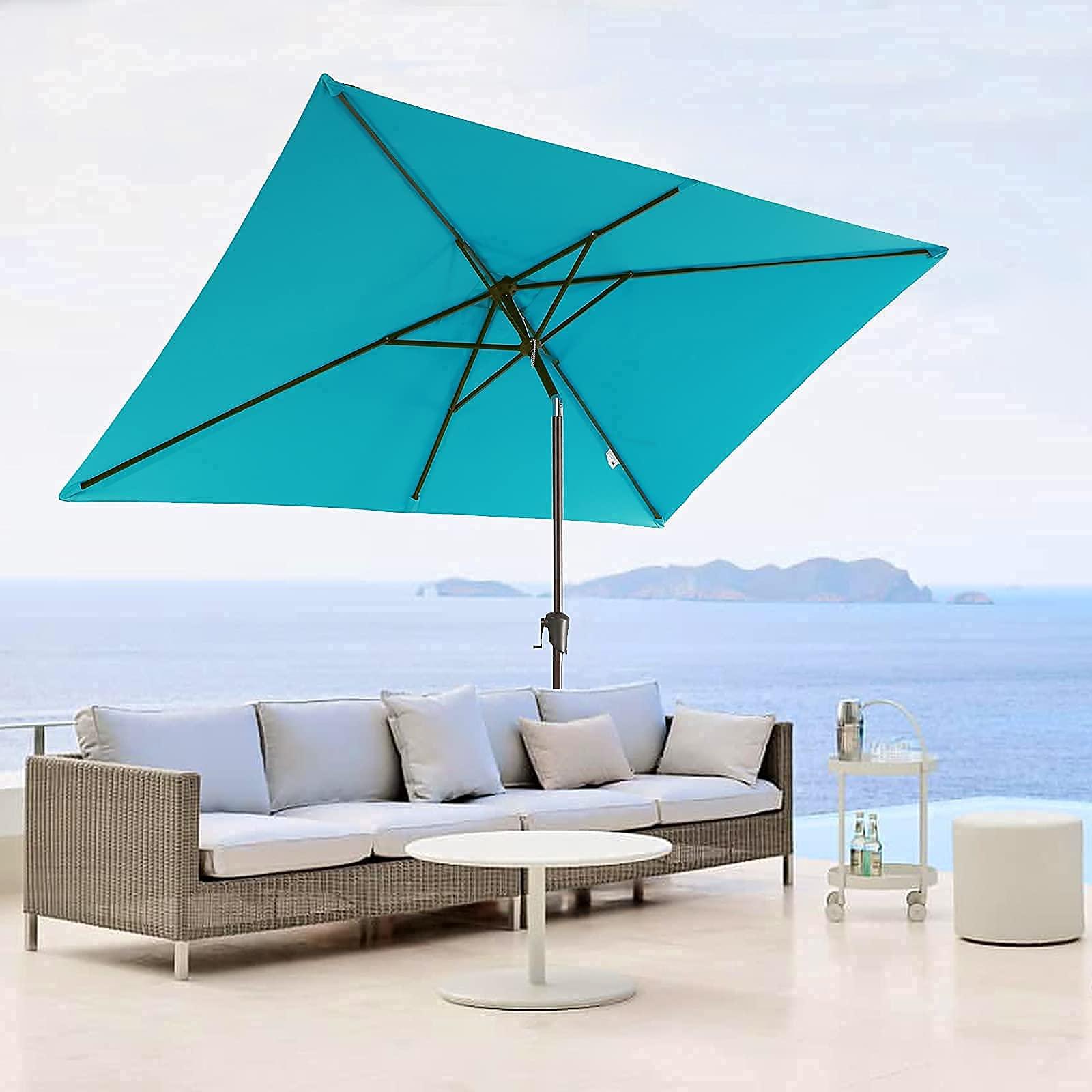 6.6 x 9.8ft Rectangular Patio Umbrella,  Outdoor Polyester Table Market Umbrella, 4 Colors | Orange-Casual