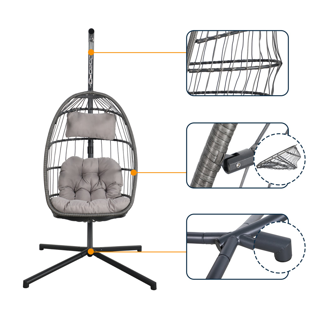 Hanging Chair with Stand Steel Hanging Egg Chair with Stand, 5 Colors | Orange-Casual