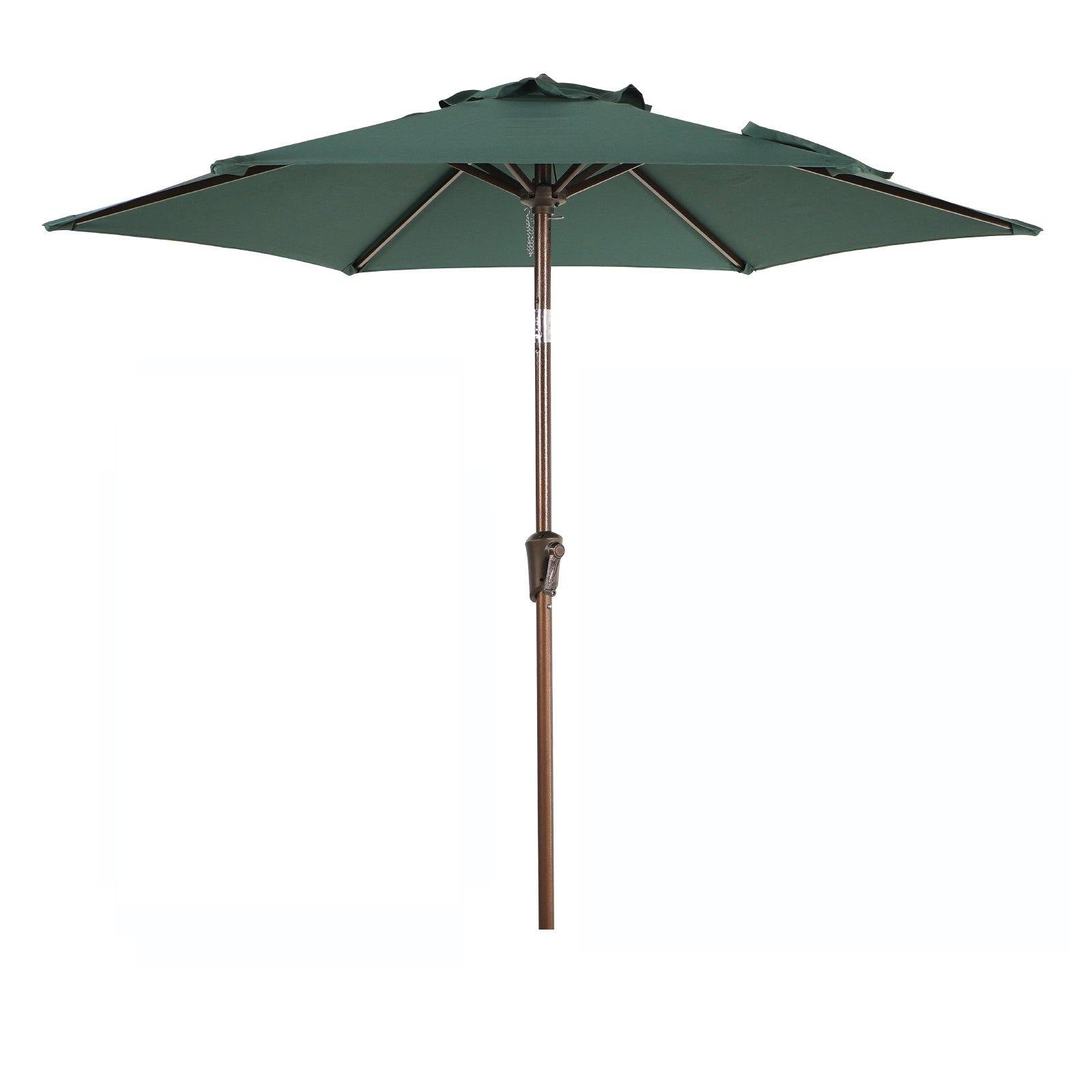 7.5' Round Patio Umbrella, Outdoor Polyester Table Market Umbrella, Dark Green | Orange-Casual