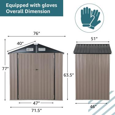 6'x 4' Outdoor Storage Shed, Metal Garden Tool Shed for Backyard, Patio ...