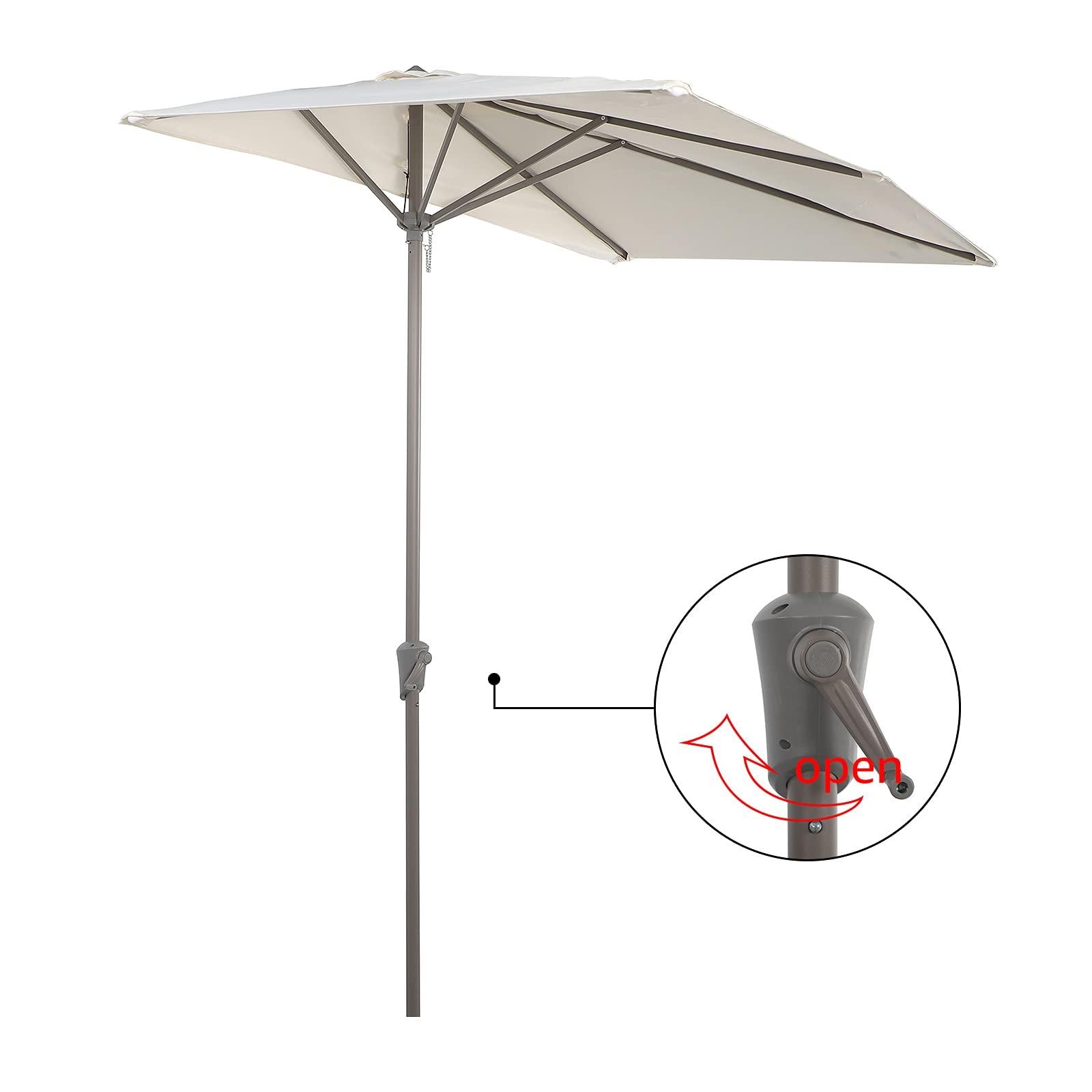 7.5' by 4’ Half Rectangular Patio Outdoor Polyester Umbrella with Crank, 5 Colors | Orange-Casual