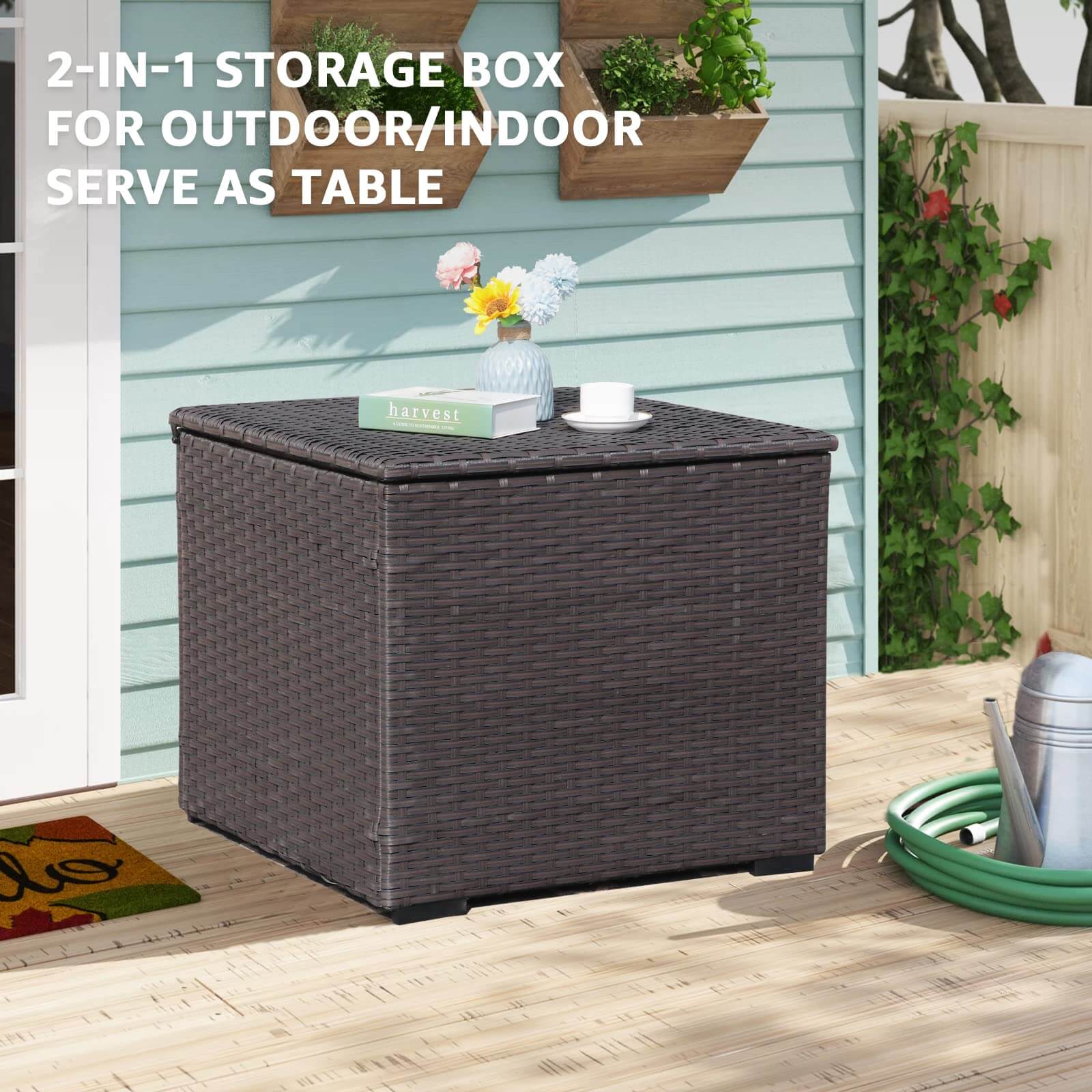 88 Gallon Outdoor Storage Box, Waterproof Deck Box for Patio Furniture, 3 colors