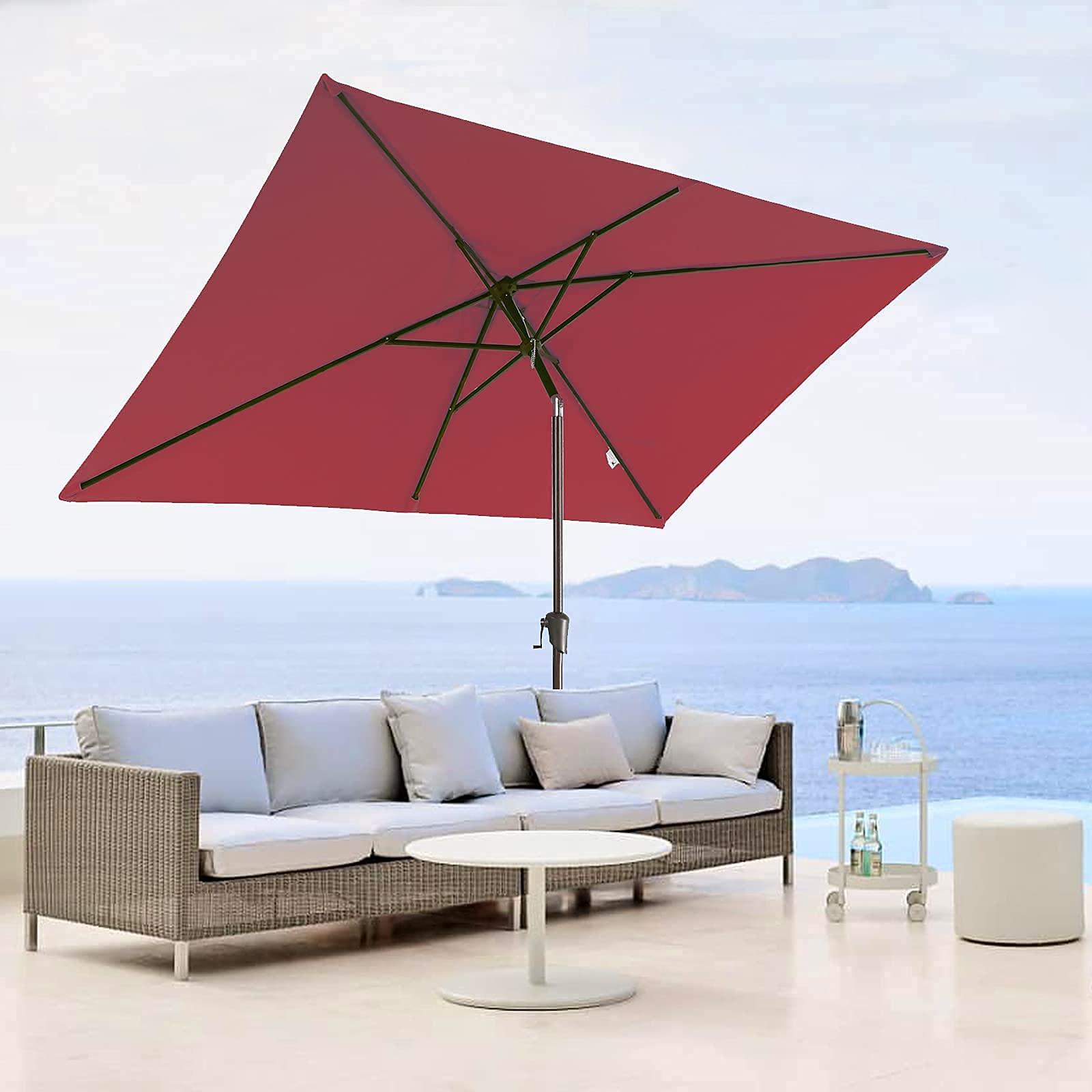 6.6 x 9.8ft Rectangular Patio Umbrella,  Outdoor Polyester Table Market Umbrella, 4 Colors | Orange-Casual